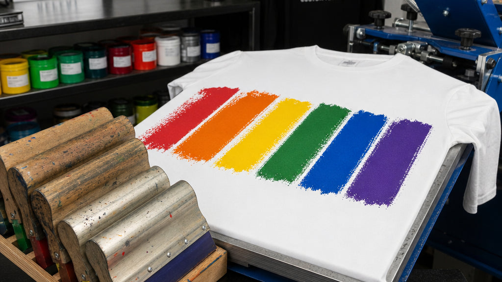 Screen printing ink color swatches and custom apparel process at The Printing Needle in Orange County