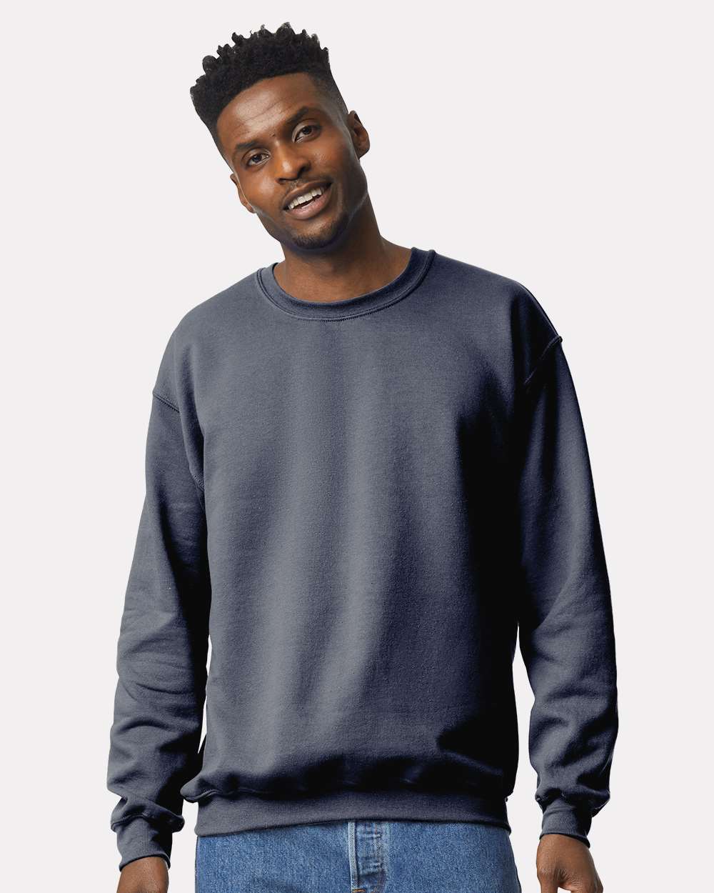 Custom DTG Printed Crewnecks, Heather Dark Navy