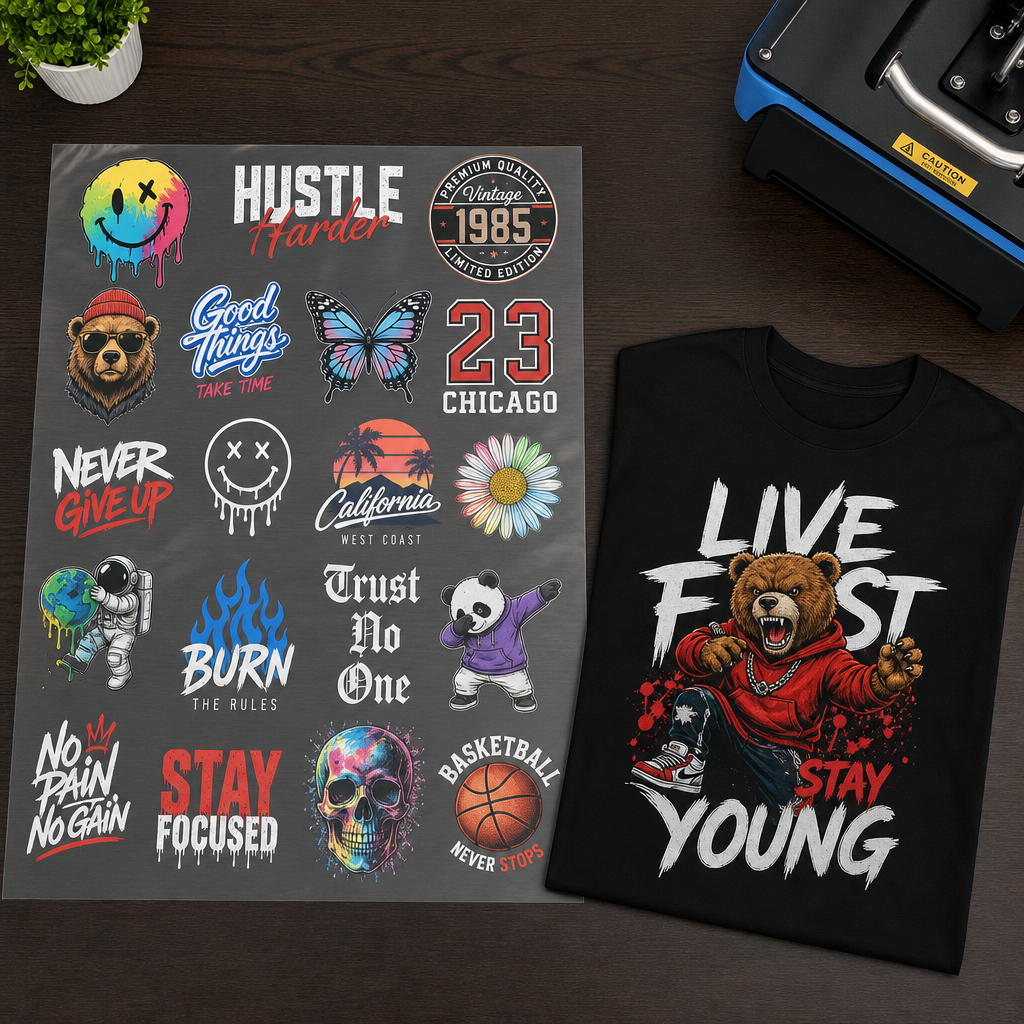 DTF Gang Sheet Transfers - Custom DTF Transfer Film with Multiple Designs - The Printing Needle