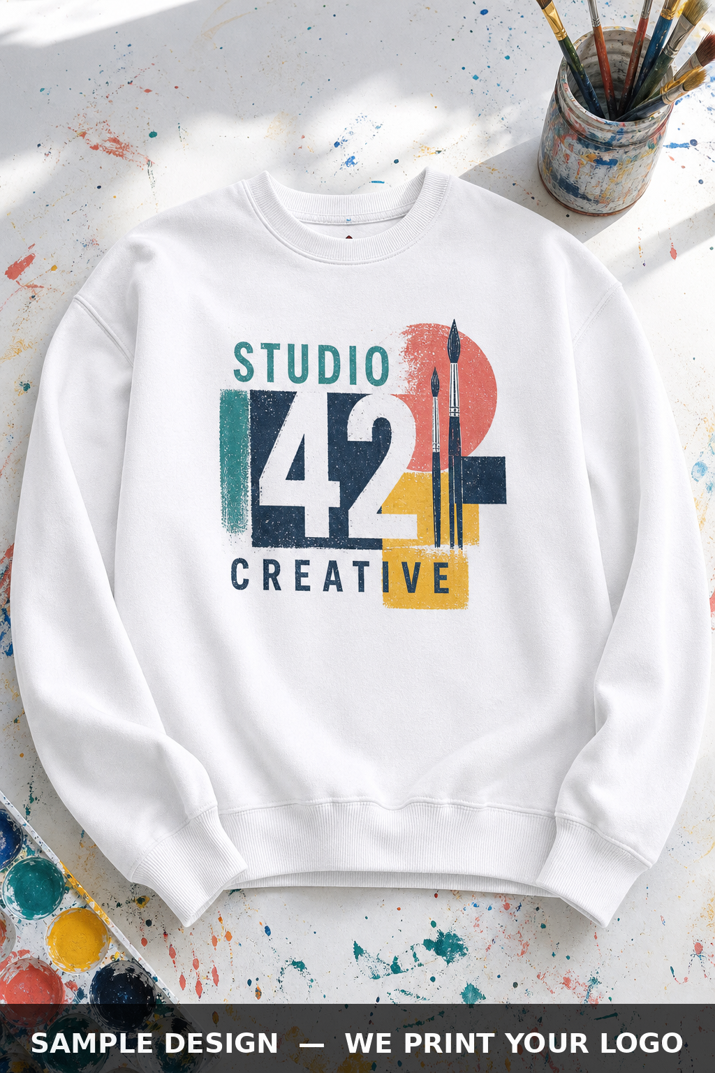 Custom Screen Printed Crewneck, Smart Blanks S103, view 2 by The Printing Needle, Garden Grove CA