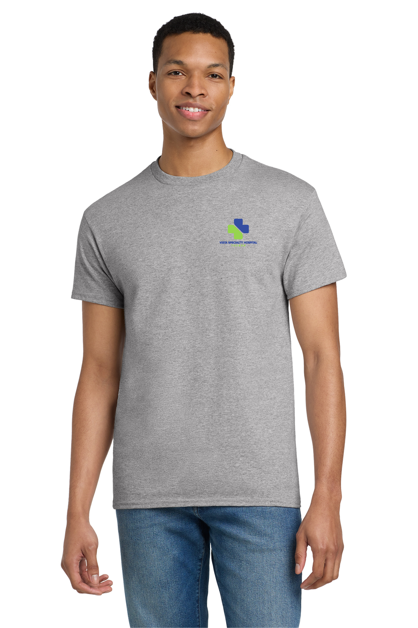 Vista Specialty Hospital Gildan 2000 T-Shirt Sport Grey Left Chest Logo