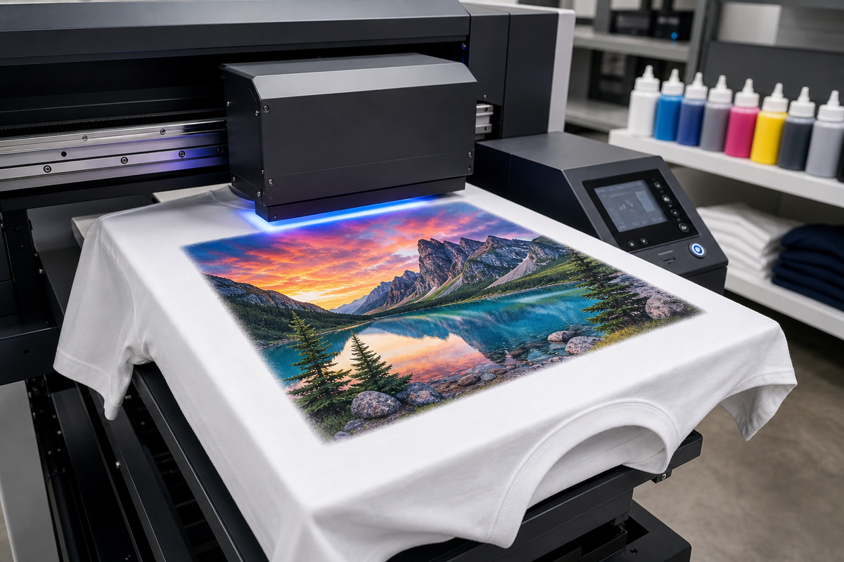 DTG printing full-color designs on apparel