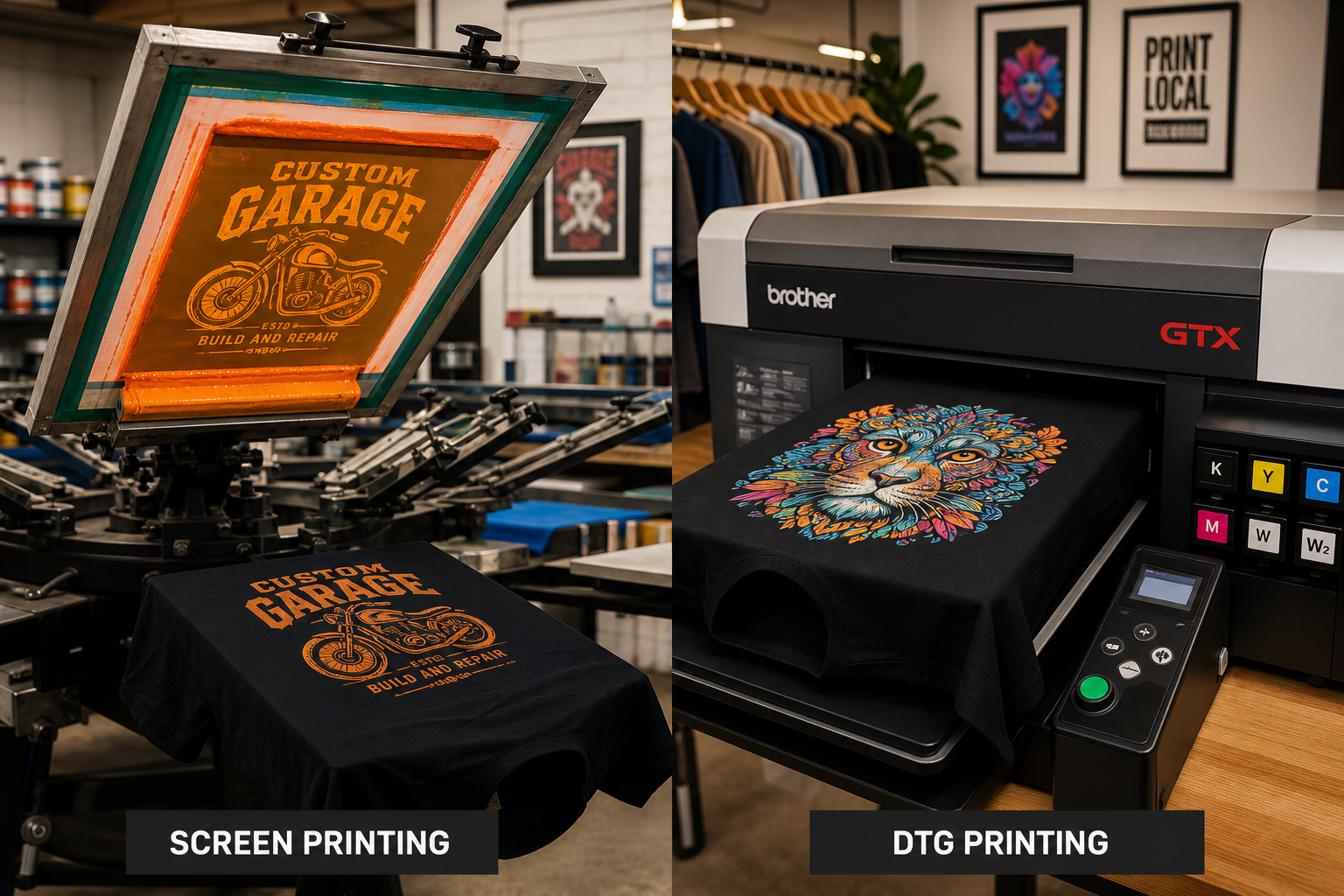 Screen Printing vs DTG: Which Is Right for Your Custom Apparel?