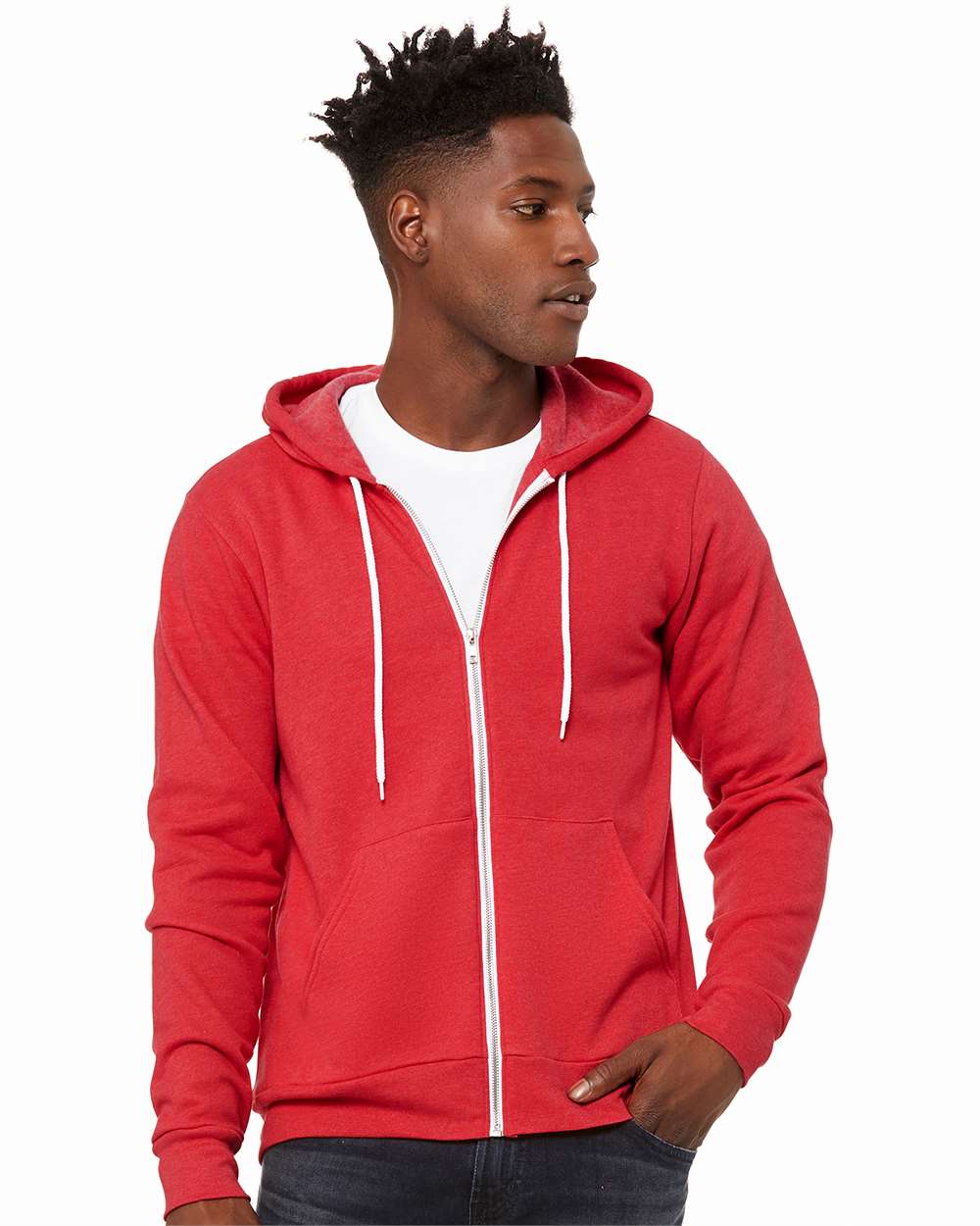 Custom DTG Printed Zip Hoodies, Heather Red