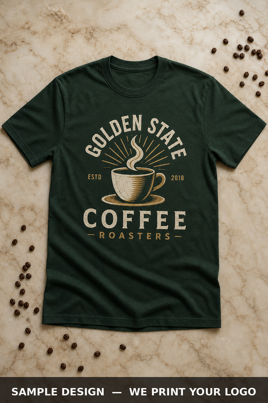 Custom DTG Printed Tees, Bella+Canvas 3001, printed sample