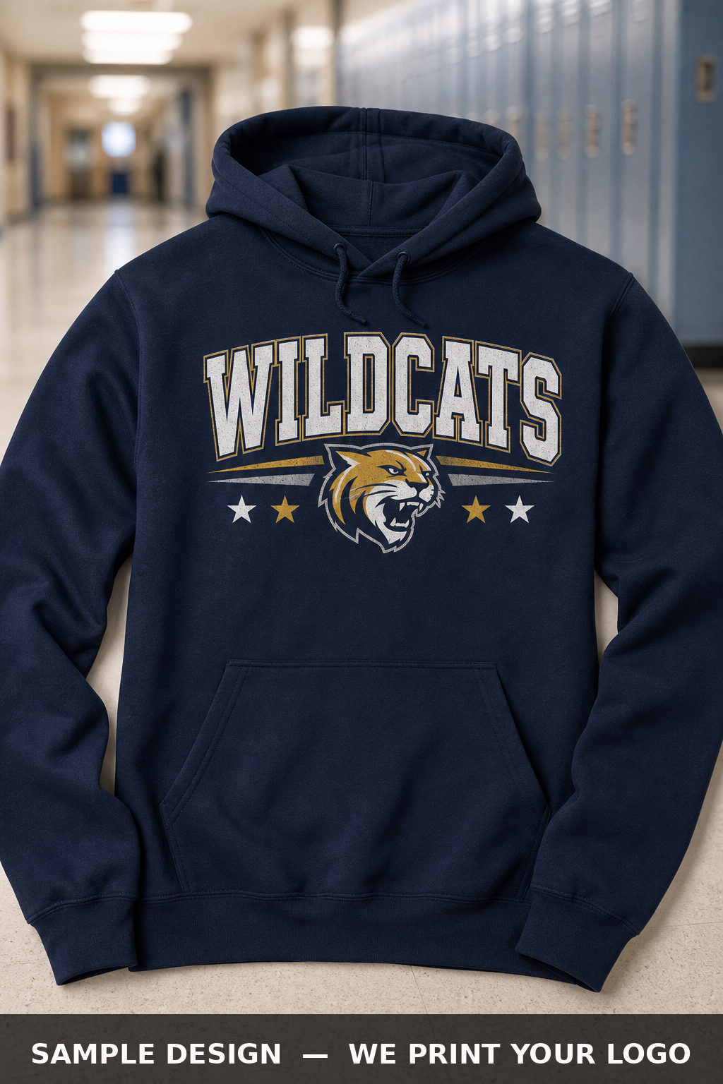 Custom DTG Printed Hoodies, Bella+Canvas 3719, printed sample