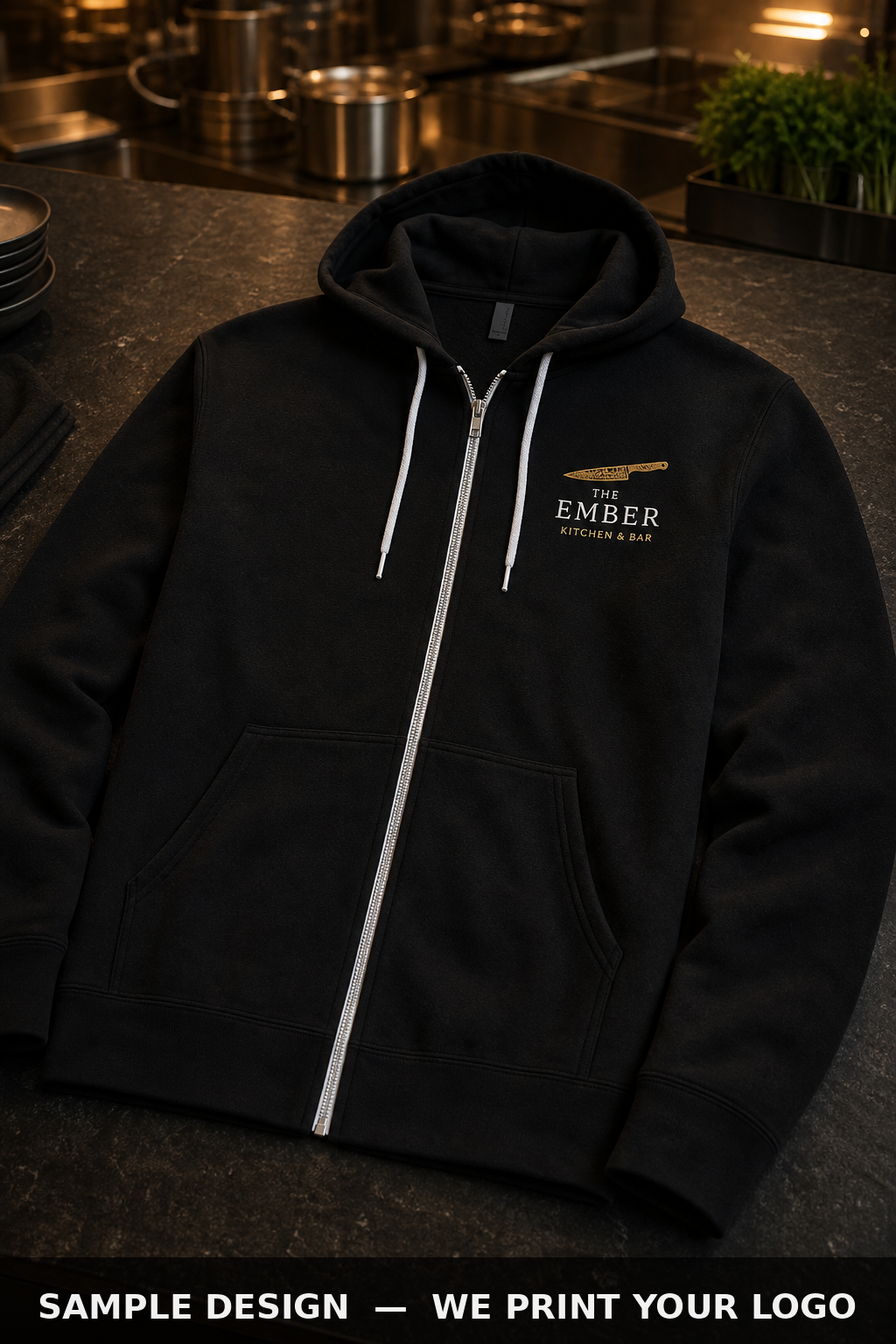 Custom DTG Printed Zip Hoodies, Bella+Canvas 3739, printed sample
