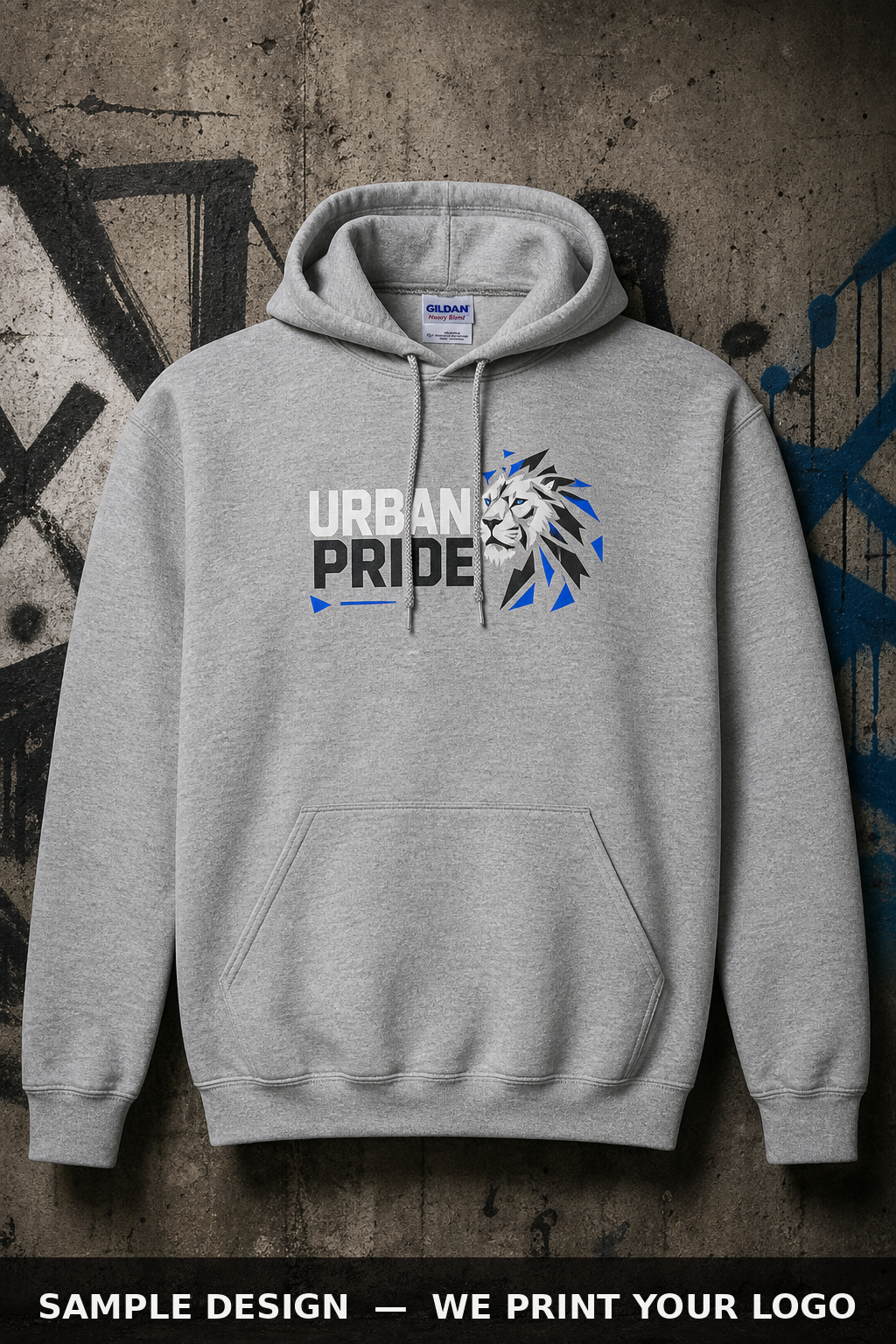 Custom DTG Printed Hoodies, Gildan 18500, printed sample