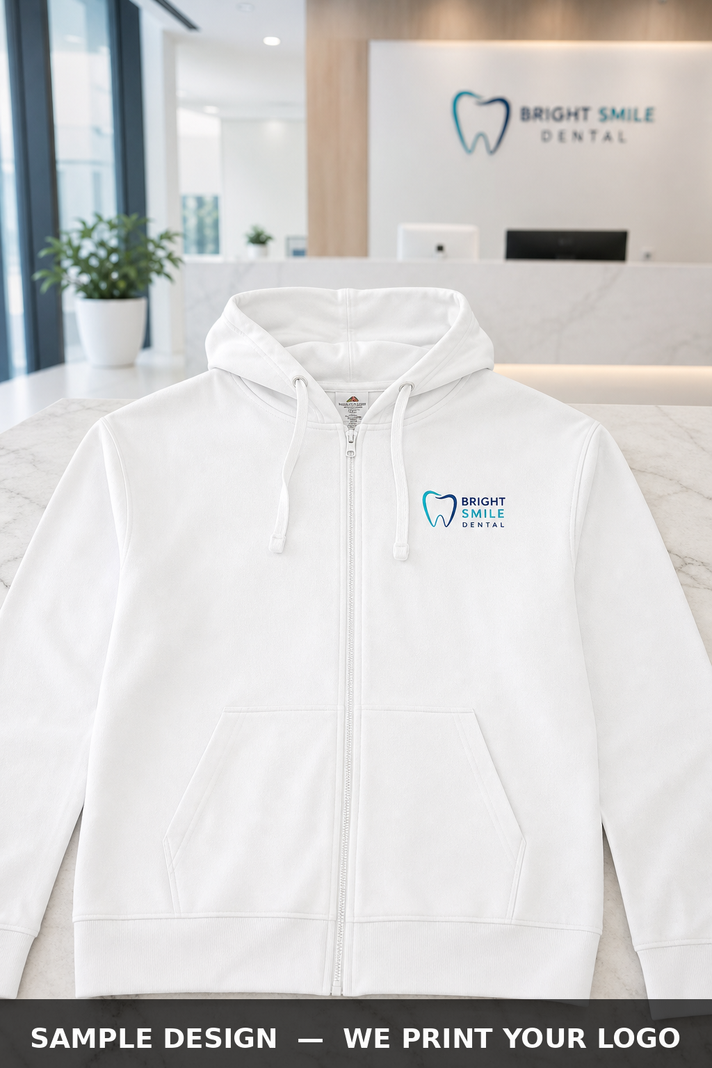 Custom DTG Printed Zip Hoodies, Smart Blanks S102, printed sample