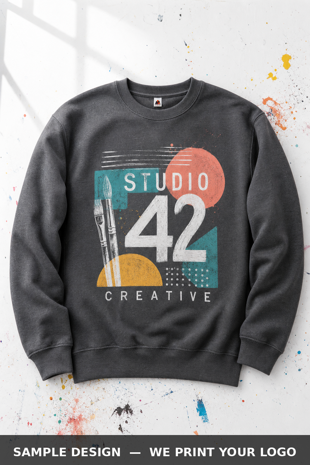 Custom DTG Printed Crewnecks, Smart Blanks S103, printed sample