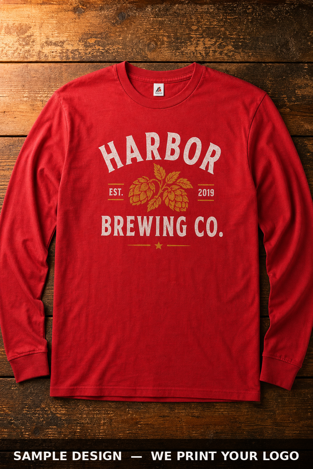 Custom DTG Printed Long Sleeves, Smart Blanks S1401, printed sample
